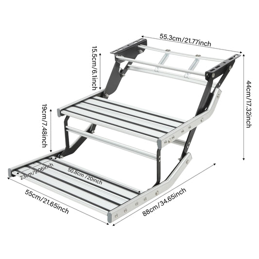 Foldable Aluminium RV Step, 2 Treads, 200kg, Caravan Camper