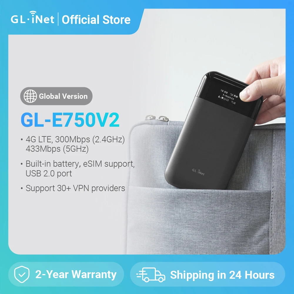 GL.iNet Mudi 4G LTE Travel Router, VPN WiFi Hotspot, Van