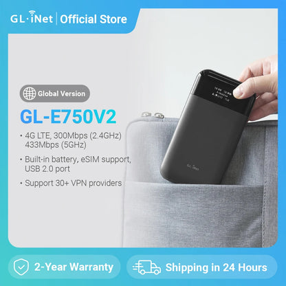 GL.iNet Mudi 4G LTE Travel Router, VPN WiFi Hotspot, Van