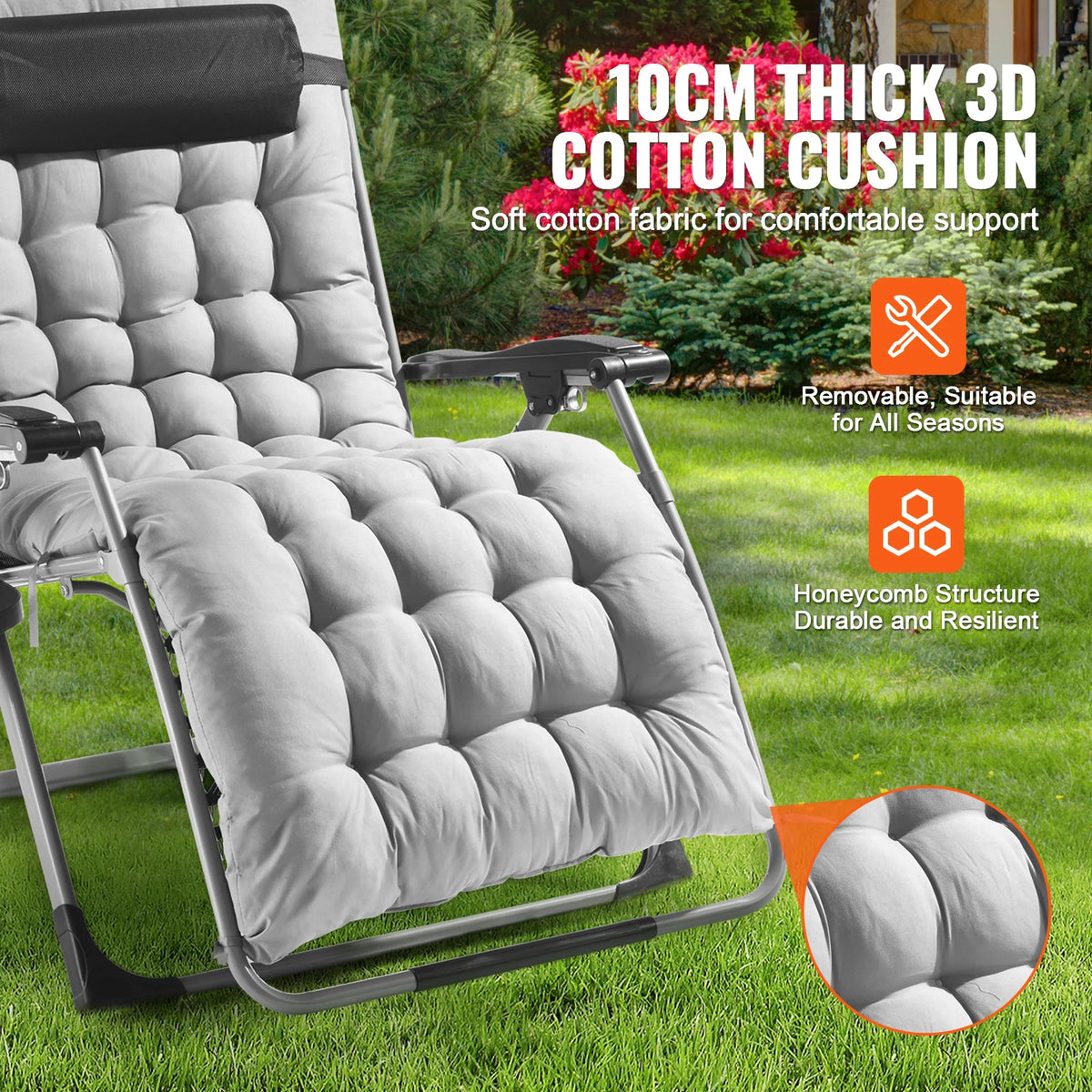 Zero Gravity Lounge Chair, Folding Recliner with Cushion