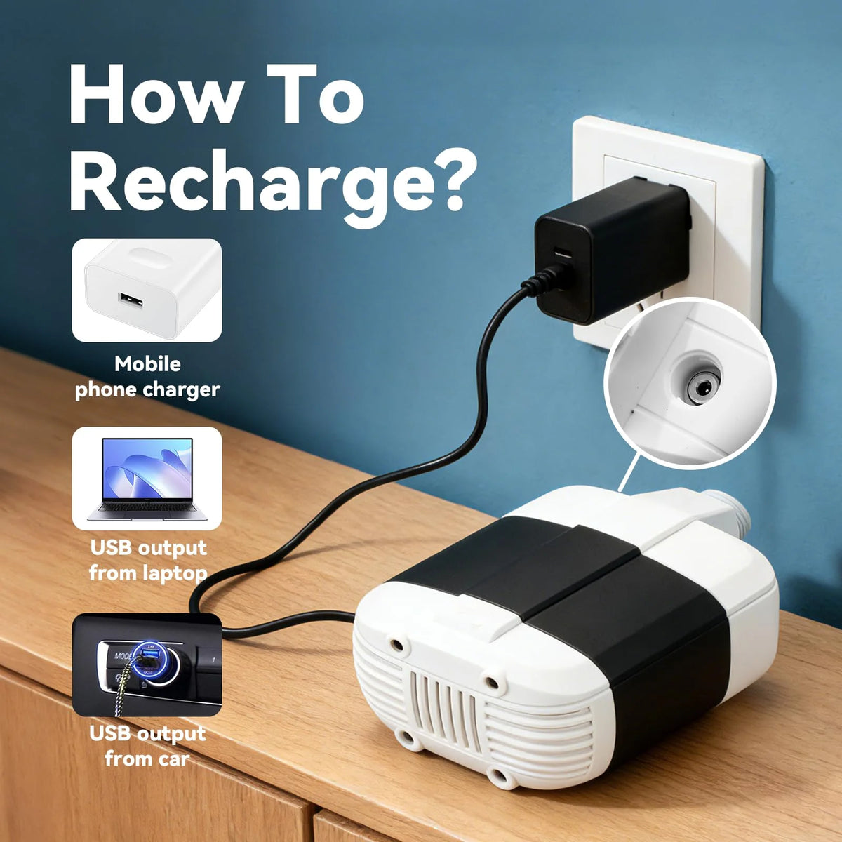 Rechargeable Outdoor Shower 2200mAh USB, Camping Pump