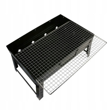 Portable Charcoal BBQ Grill, Folding Cast Iron, Camping
