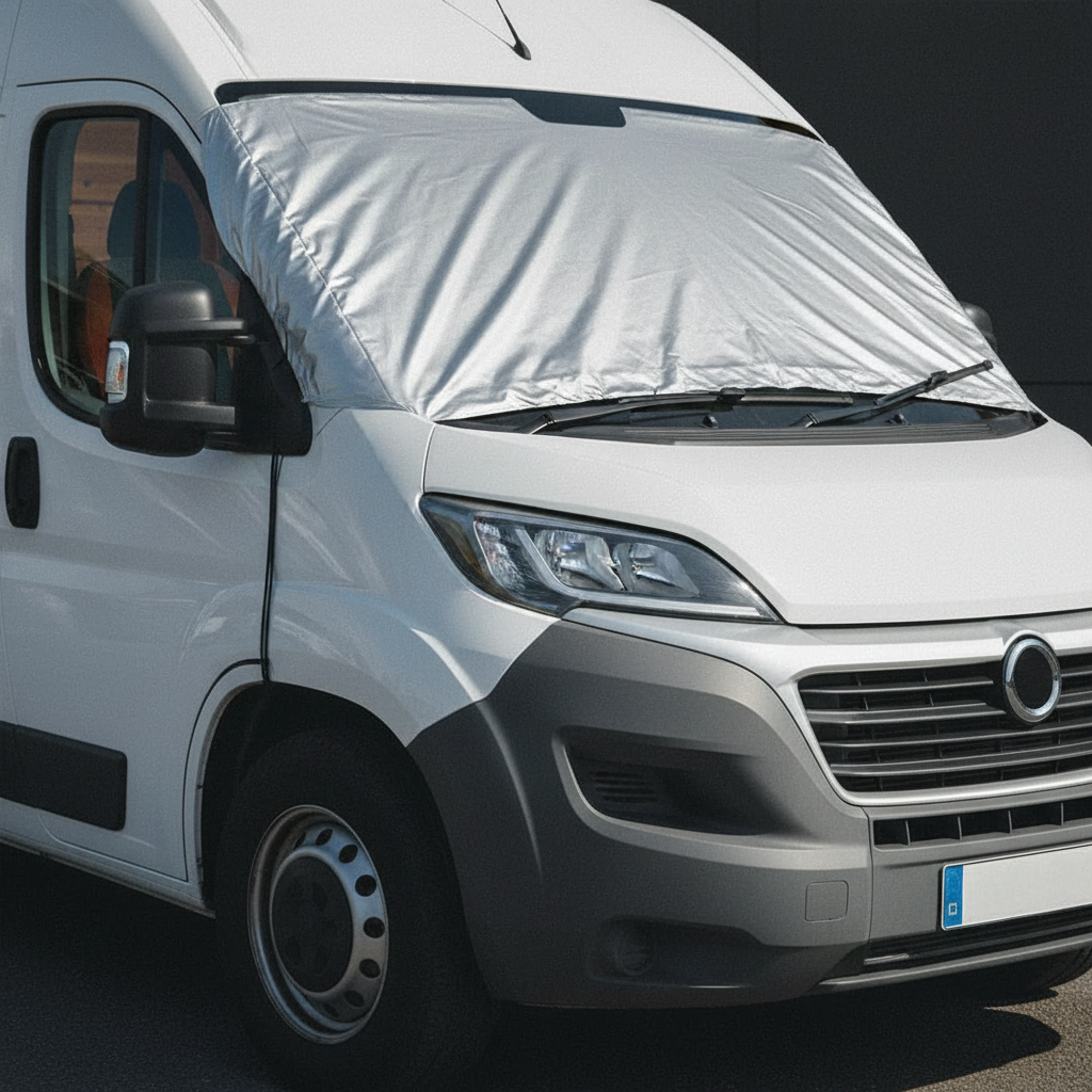Thermal Windscreen Cover - fitted on a campervan windscreen